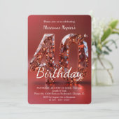Invitation Glamorous Rose Gold Gemstone 40th Birthday (Debout devant)