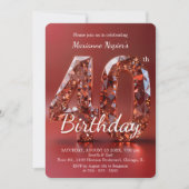 Invitation Glamorous Rose Gold Gemstone 40th Birthday (Devant)