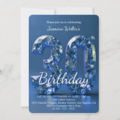 Invitation Glamorous Sapphire Blue Diamond 30th Birthday (Devant)
