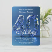 Invitation Glamorous Sapphire Blue Diamond 40th Birthday (Debout devant)