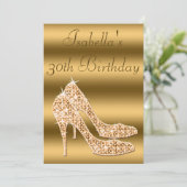 Invitation Glamour 30th Birthday Gold Stilettos (Debout devant)
