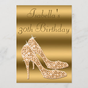 Invitation Glamour 30th Birthday Gold Stilettos
