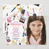 Invitation Glamour Anniversaire Beauté Manucure Party Photo (Devant / Derrière)
