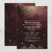 Invitation Glamour Art Déco Bourgogne Quinceanera (Devant / Derrière)
