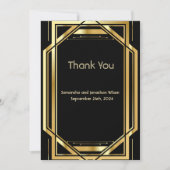 Invitation Glamour Art Déco Or Noir Merci Vintage (Devant)