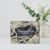 Invitation Glamour Black Ivory Pearl fête d'anniversaire (Debout devant)