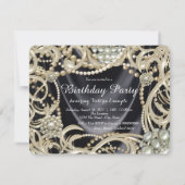 Invitation Glamour Black Ivory Pearl fête d'anniversaire (Dos)
