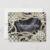 Invitation Glamour Black Ivory Pearl fête d'anniversaire (Devant)