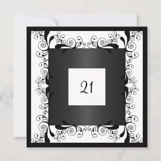 Invitation Glamour Blanc Fleur Noir (Devant)