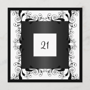 Invitation Glamour Blanc Fleur Noir