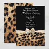 Invitation Glamour Bow doré Impression Léopard Gué (Devant / Derrière)