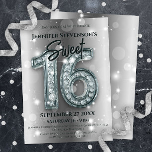 Invitation Glamour Diamond Sweet 16 Anniversaire Célébration