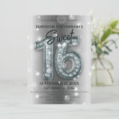 Invitation Glamour Diamond Sweet 16 Anniversaire Célébration (Debout devant)