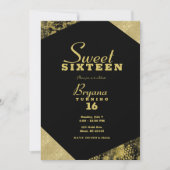 Invitation Glamour d'or Géométrique Moderne Chic Sweet 16 Par (Devant)
