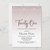 Invitation Glamour Dusty Rose Diamants roses 21e anniversaire (Devant)