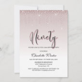 Invitation Glamour Dusty Rose Diamants roses 90e anniversaire (Devant)