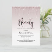 Invitation Glamour Dusty Rose Diamants roses 90e anniversaire (Debout devant)