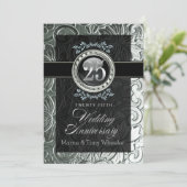 Invitation Glamour Élégant Fleurs Sculptées 25e Anniversaire (Debout devant)