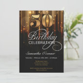 Invitation Glamour fantaisie or noir 50e anniversaire (Debout devant)
