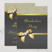 Invitation Glamour Gold & Black Graduation Party (Devant / Derrière)