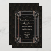 Invitation Glamour Gold Great Gatsby Art Déco Mariage des ann (Devant / Derrière)