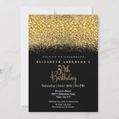 Invitation Glamour Gold Jeweled Glitter 50th Birthday (Devant)