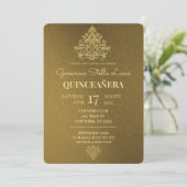 Invitation Glamour Gold Quinceañera (Debout devant)