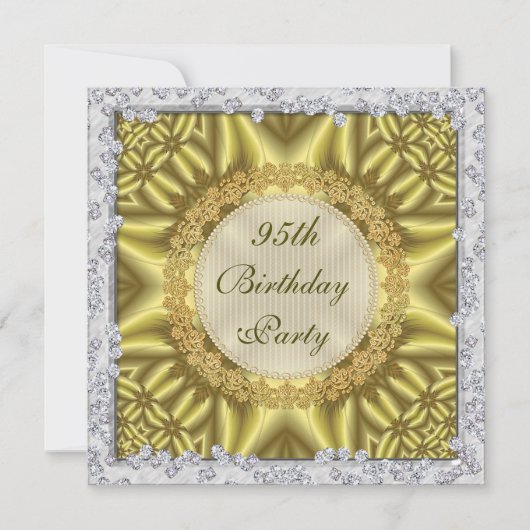 Invitation Glamour Gold & Silver 95th Birthday Party (Devant)