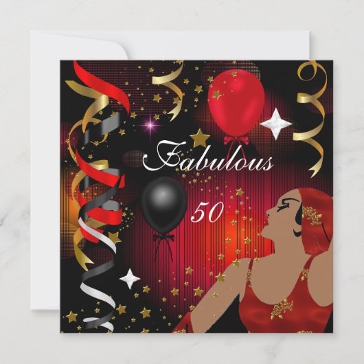 Invitation Glamour Lady Fabuleux 50 Cinquante Anniversaire fê (Devant)