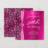 Invitation Glamour Léopard Rose Clair 30e Anniversaire (Devant / Derrière)