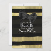 Invitation Glamour Moderne Noir Ruban Doré Peinture Trait Dou (Devant)