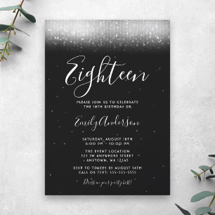 Invitation Glamour Noir et Blanc 18e Anniversaire