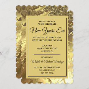 Invitation Glamour Or Nouvel An