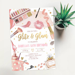 Invitation Glamour Or Rose Et Or Spa Fête D'anniversaire De M