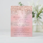Invitation Glamour Paillettes Roses Dorées Mariage Douzième (Debout devant)