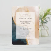 Invitation Glamour peint| Mariage avec Faux Gold (Debout devant)