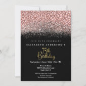 Invitation Glamour Pink Jeweled Glitter 75th Birthday (Devant)