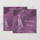 Invitation Glamour Purple Ball Gown fête ses 20 ans (Devant / Derrière)