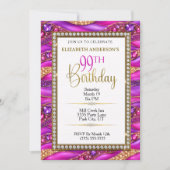 Invitation Glamour Rose Gold Bijou Strata 99e Anniversaire (Devant)