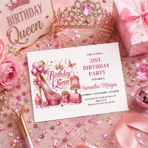 Invitation Glamour Rose Gold Pailleté Anniversaire