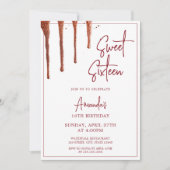 Invitation Glamour Rose Parties scintillant or Drip Sweet 16  (Devant)