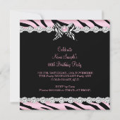 Invitation Glamour rose Zebra Haut talons fête d'anniversaire (Dos)