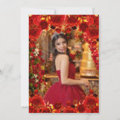 Invitation Glamour Rouge & Or Floral Princesse Quinceanera (Dos)