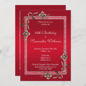 Invitation Glamour Ruby Red Gems & Parties scintillant Annive (Devant / Derrière)