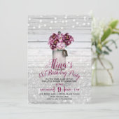 Invitation Glamour Rustique Fleurs dans un Pot en Bois pour l (Debout devant)