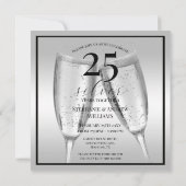 Invitation Glamour Silver 25ème anniversaire Mariage Photo (Dos)