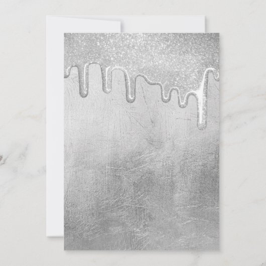 Invitation Glamour Silver épais Parties scintillant gouttes Q (Dos)
