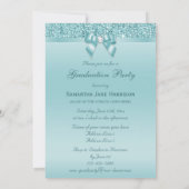 Invitation Glamour Turquoise Jewels Bow Girls Graduation Part (Dos)