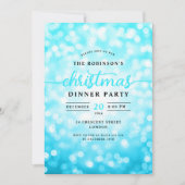 Invitation Glamour Turquoise Lights Diner de Noël (Devant)