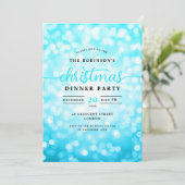 Invitation Glamour Turquoise Lights Diner de Noël (Debout devant)